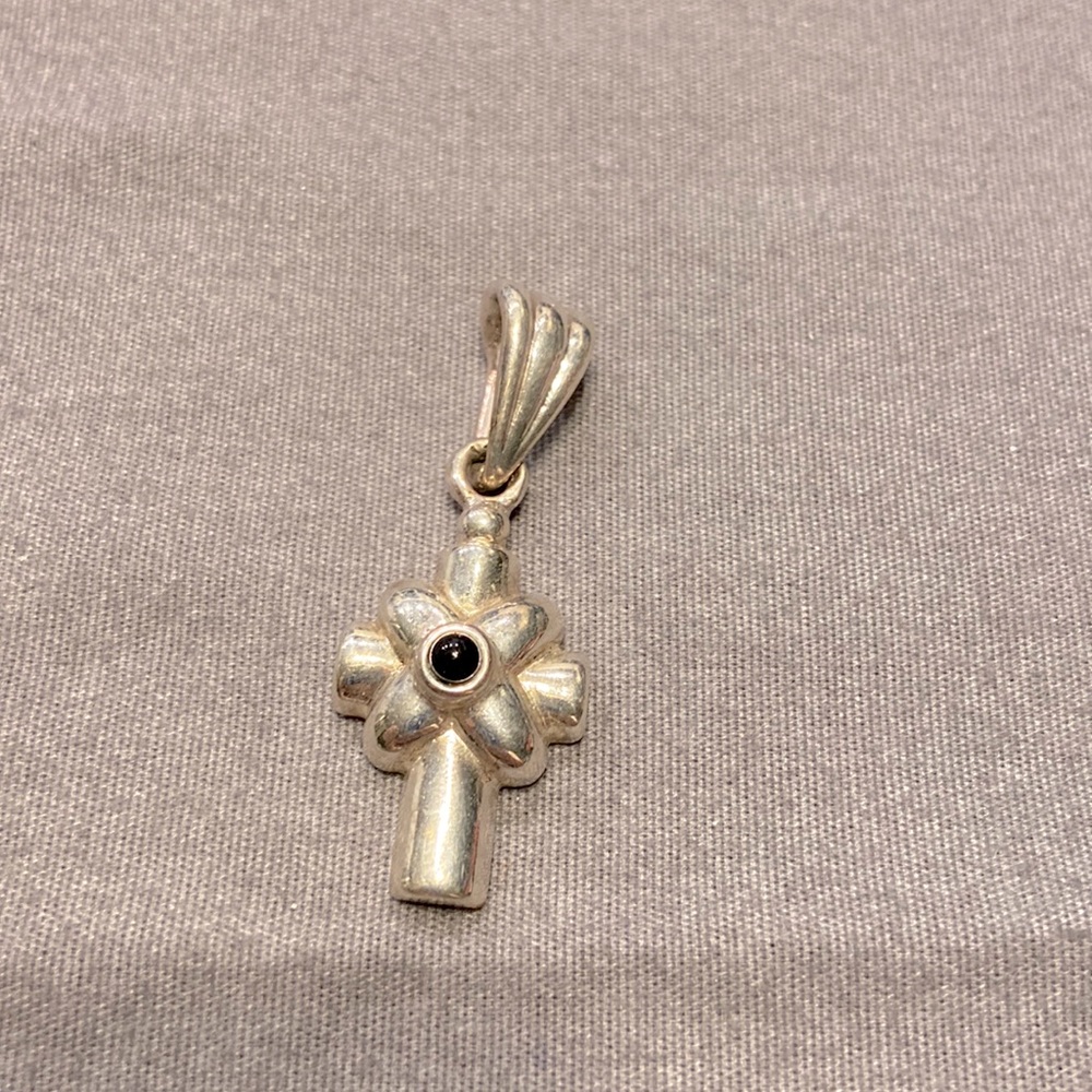 Premier Designs silver and black cross pendant SMALL
